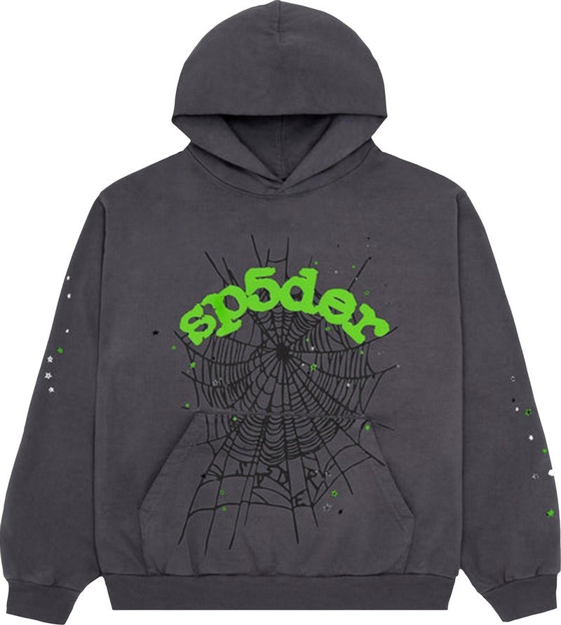 1197726_01.jpg Sp5der Wait Web Hoodie Slate Grey - Image 1