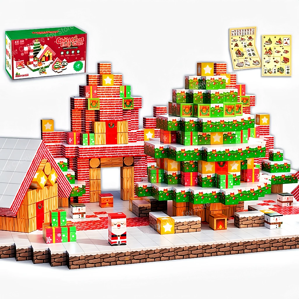 kf-Se6ddd27d4a2d4d4ab68558cc9862886fA Christmas Minecraft Magnetic Building Blocks – STEM Montessori Educational Set - Image 1