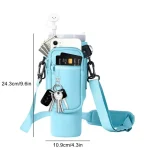 40oz Neoprene Water Bottle Carrier Bag | Adjustable Shoulder Strap Holder Pouch for Stanley Quencher Cup Sleeve - Image 6