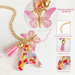 Letter Charm Accessories for Tumbler with Handle | Cute Initial Keychain Charm with Butterfly for Stanley Cup - Image 4