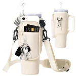 40oz Neoprene Water Bottle Carrier Bag | Adjustable Shoulder Strap Holder Pouch for Stanley Quencher Cup Sleeve
