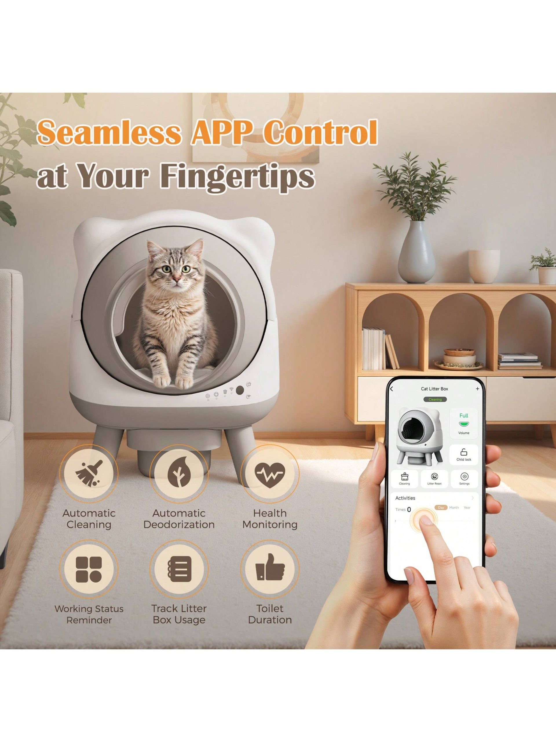 Self-Cleaning Cat Litter Box Automatic Self Scooping Enclosed Odor Control for Multiple Cats Large Capacity - Image 7