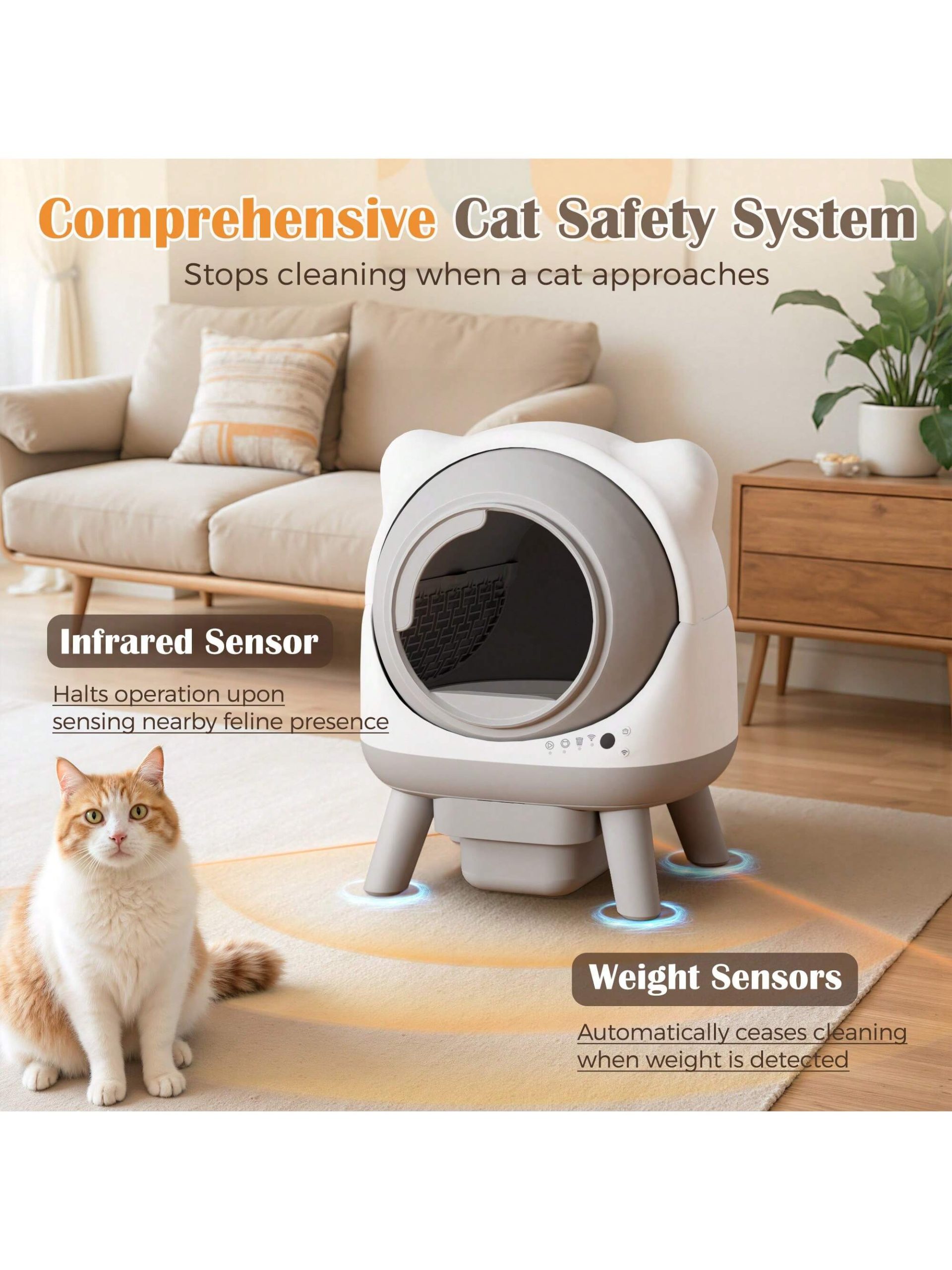 Self-Cleaning Cat Litter Box Automatic Self Scooping Enclosed Odor Control for Multiple Cats Large Capacity - Image 6