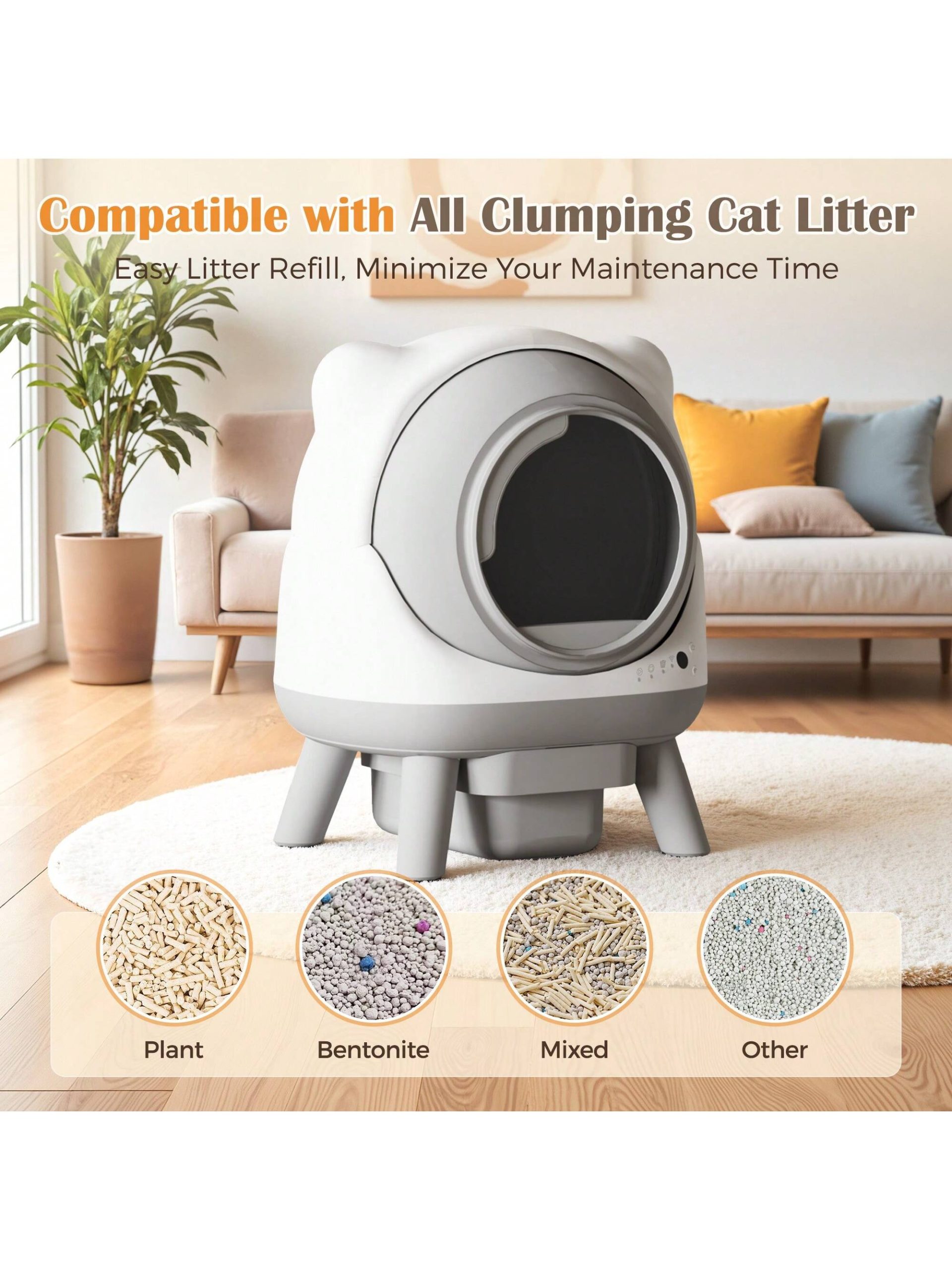 Self-Cleaning Cat Litter Box Automatic Self Scooping Enclosed Odor Control for Multiple Cats Large Capacity - Image 4