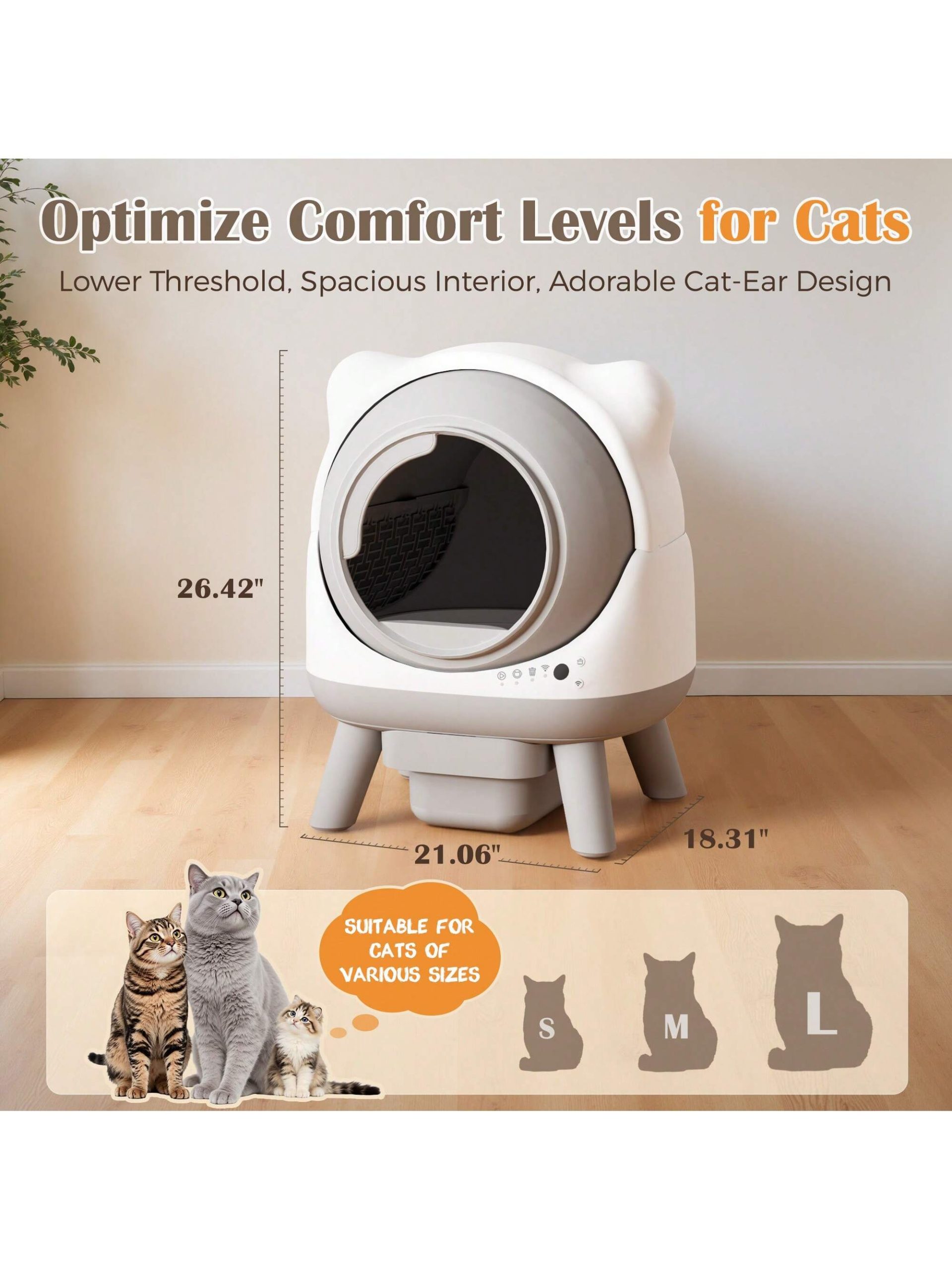 Self-Cleaning Cat Litter Box Automatic Self Scooping Enclosed Odor Control for Multiple Cats Large Capacity - Image 2