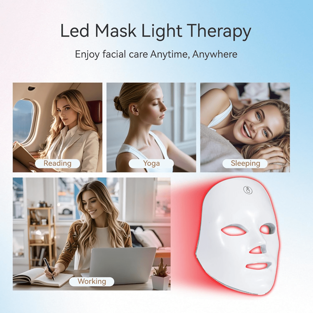7 Color LED Light Therapy Mask for Face – Red Light Anti Aging, Acne Treatment, Rechargeable Facial Skin Care Device for Glowing Skin - Image 6